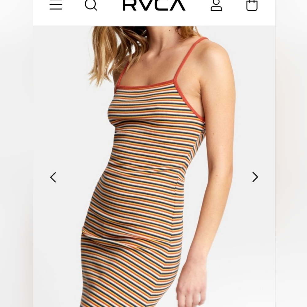 New RVCA Bianca striped bodycon midi dress